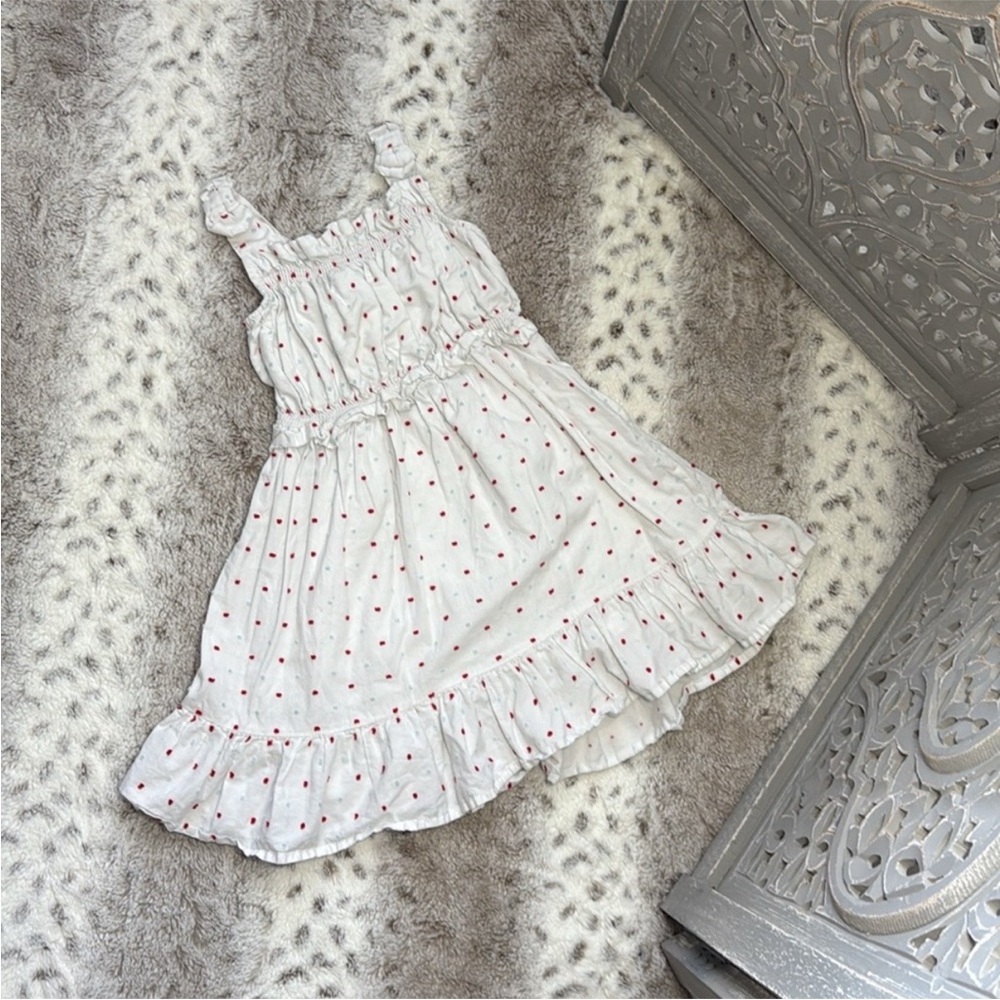 Janie and Jack red white and blue polka dot dress small 4th of July garden party